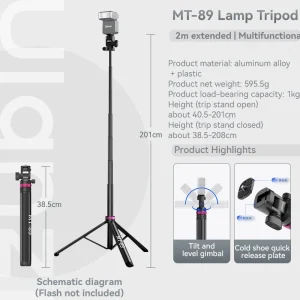 Ulanzi MT-79 2M Portable Universal Tripod Aluminum Alloy Lamp Holder